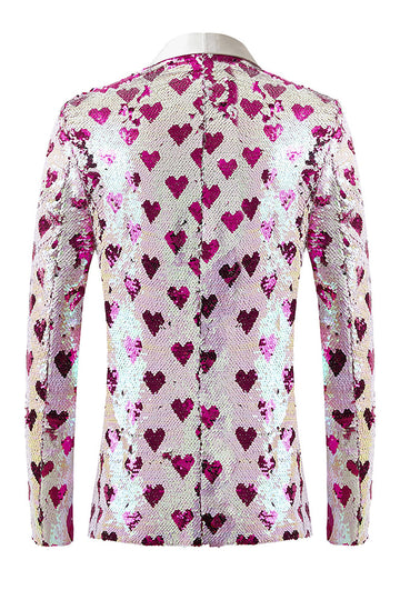 Różowe cekiny Szal Lapel Męska marynarka